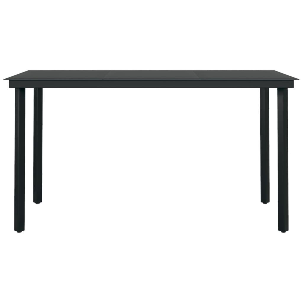 Garden Dining Table Black 140x70x74 cm Steel and Glass
