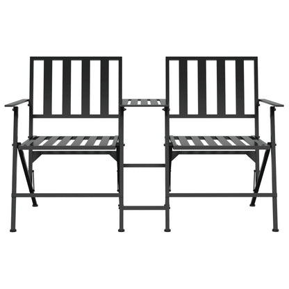 Folding 2-Seater Garden Bench 137 cm Black Steel