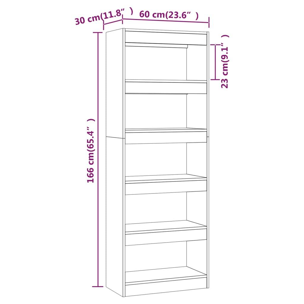 Book Cabinet/Room Divider Grey Sonoma 60x30x166 cm Engineered Wood
