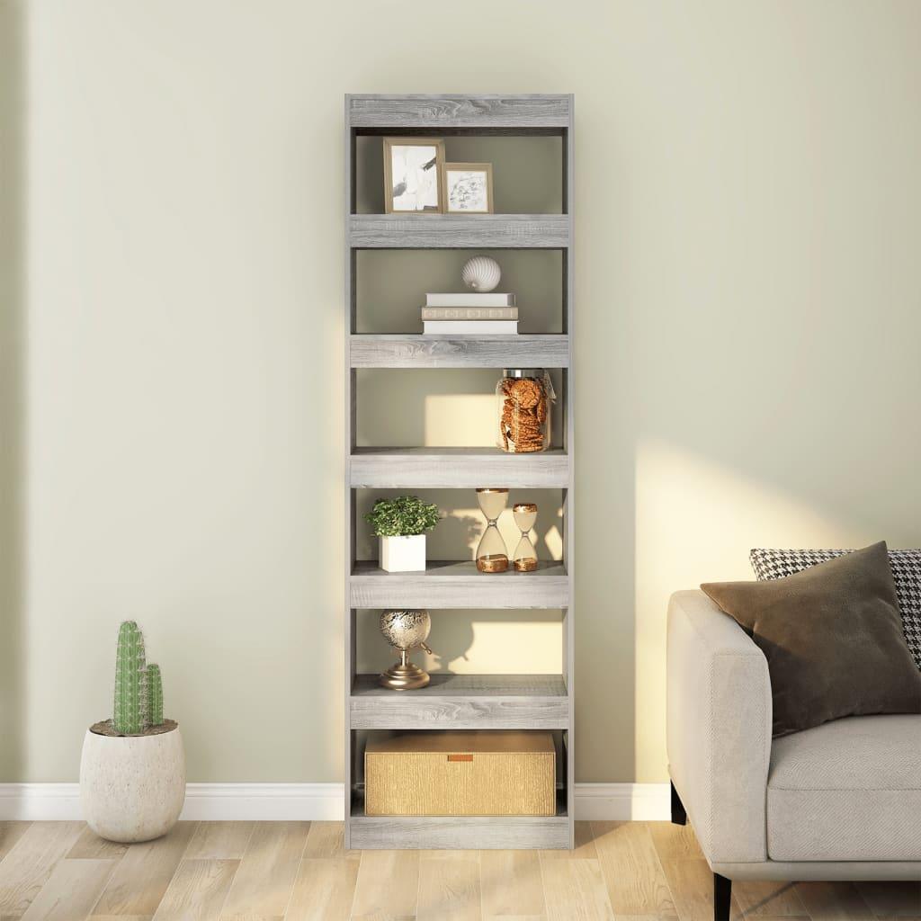 Book Cabinet/Room Divider Grey Sonoma 60x30x198 cm