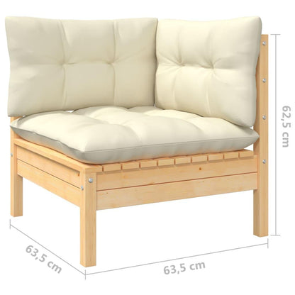 2-Seater Garden Sofa with Cream Cushions Solid Wood Pine