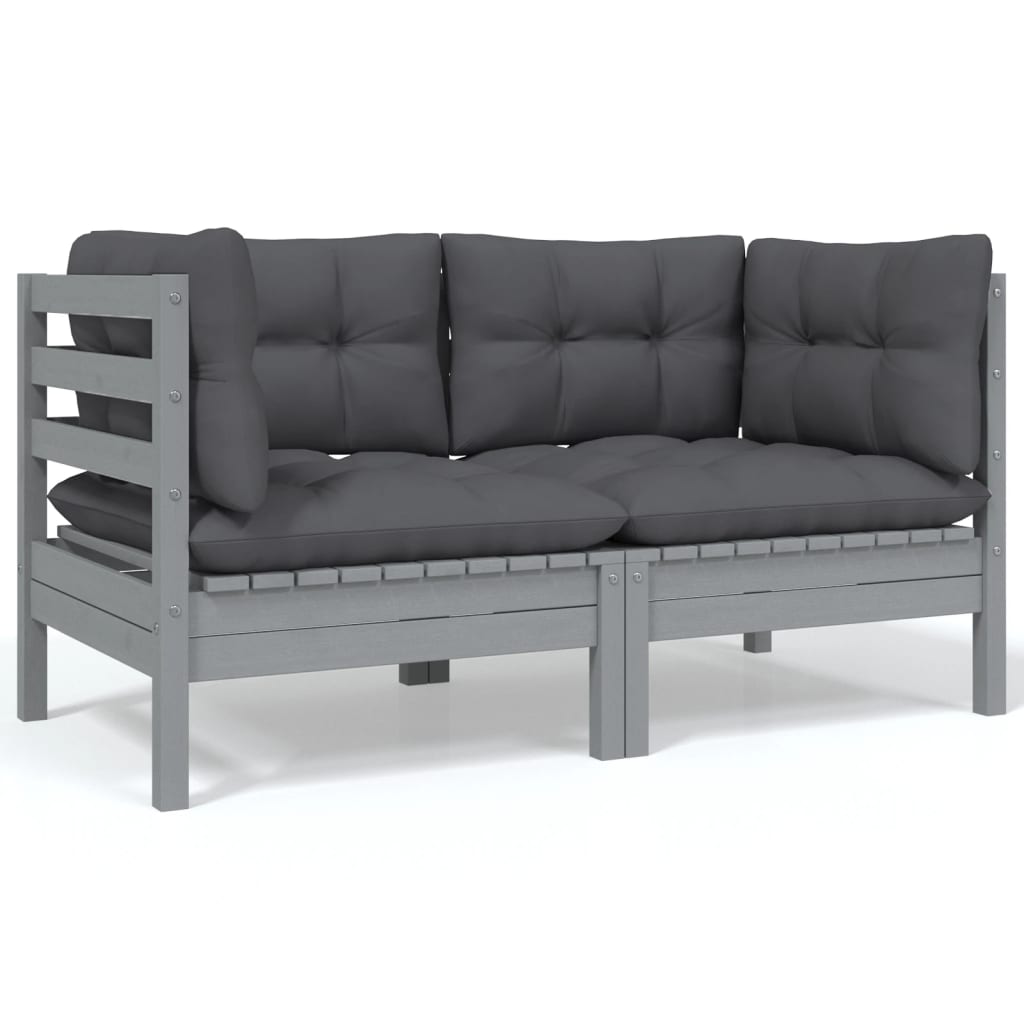 8 Piece Garden Lounge Set with Anthracite Cushions Pinewood