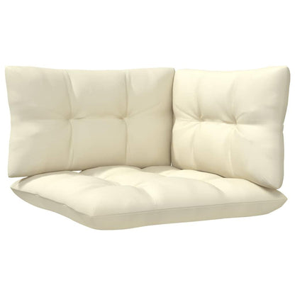 3-Seater Garden Sofa with Cream Cushions Solid Pinewood