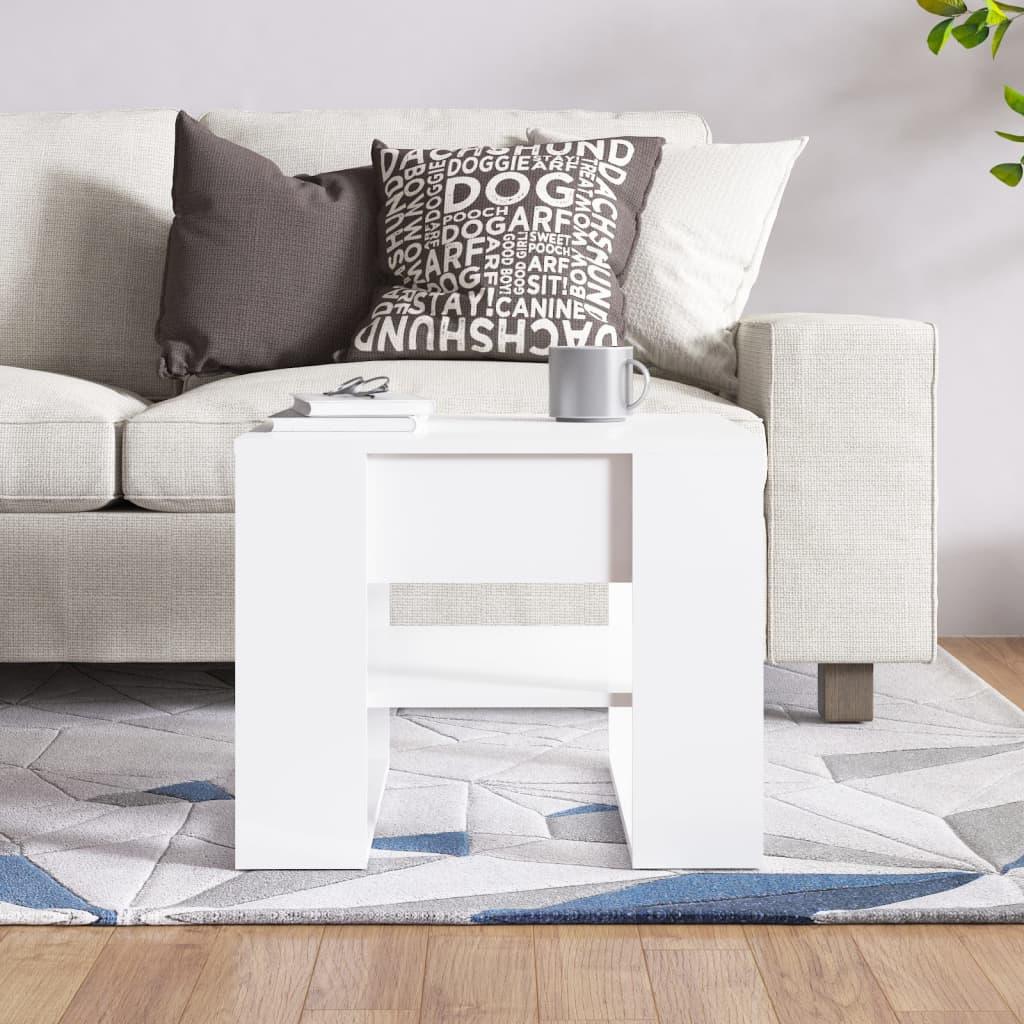 Coffee Table High Gloss White 55.5x55x45 cm Engineered Wood