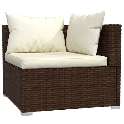 8 Piece Garden Lounge Set with Cushions Poly Rattan Brown
