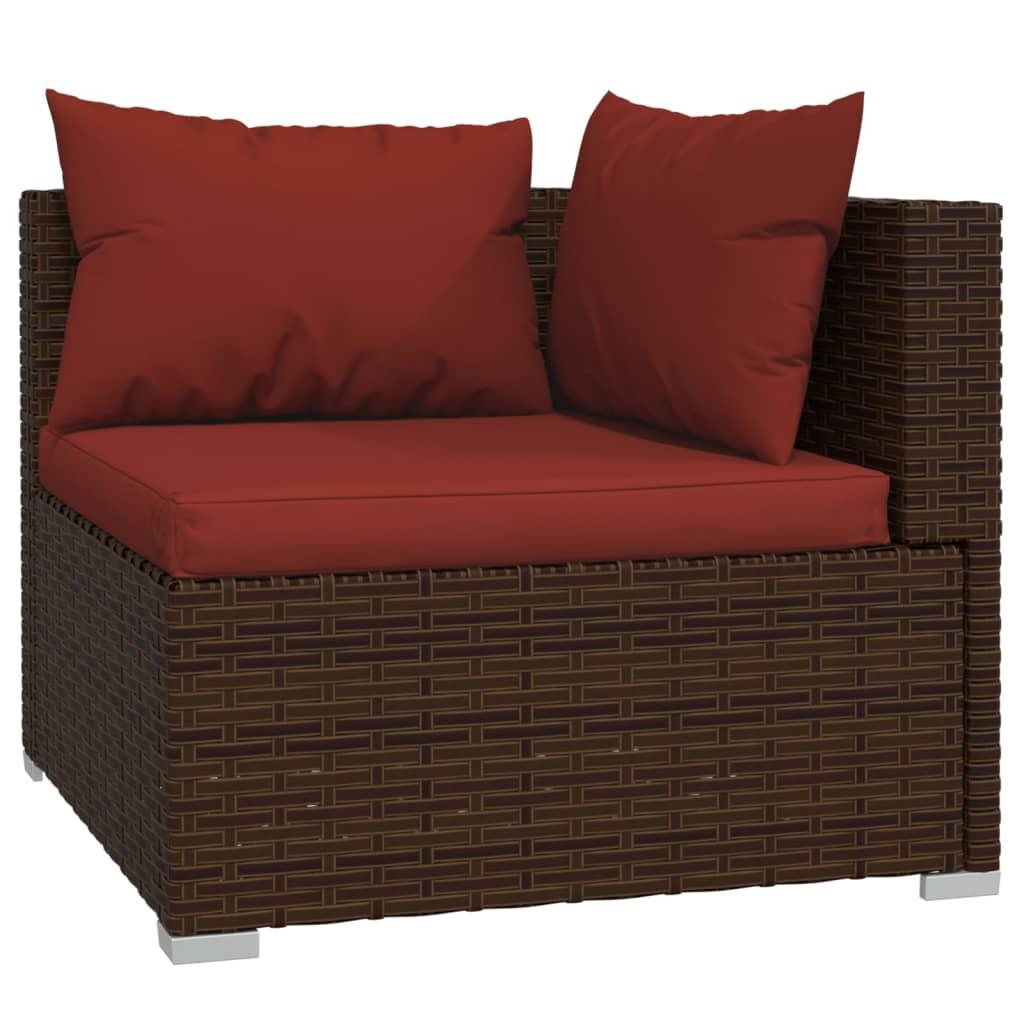 11 Piece Garden Lounge Set with Cushions Poly Rattan Brown