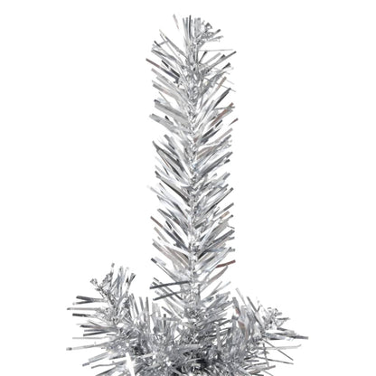 Slim Artificial Half Christmas Tree with Stand Silver 120 cm