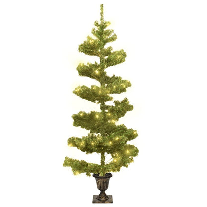 Swirl Christmas Tree with Pot and LEDs Green 120 cm PVC