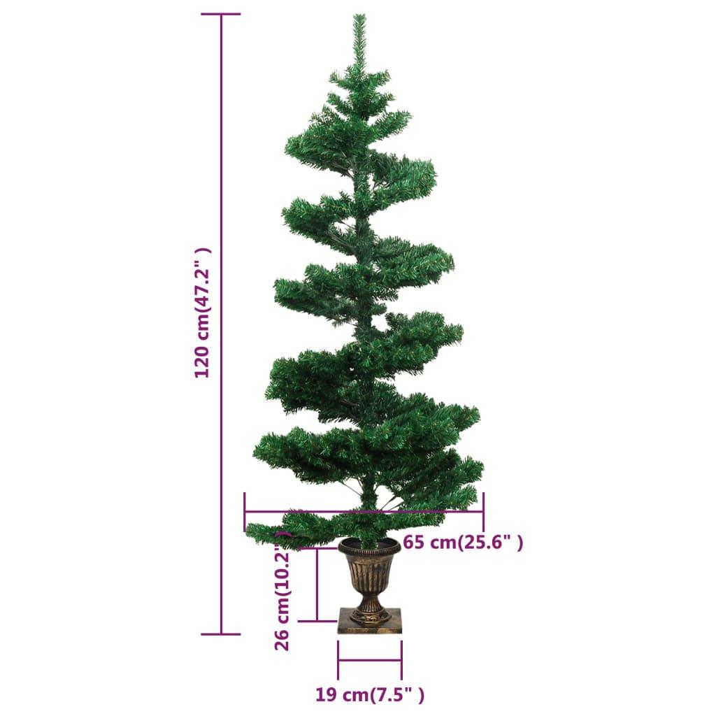 Swirl Christmas Tree with Pot and LEDs Green 120 cm PVC