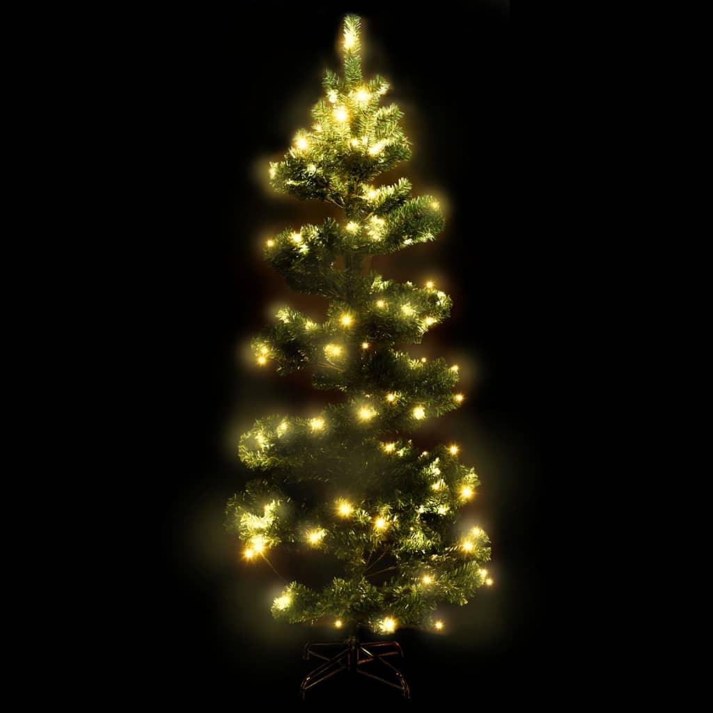 Swirl Christmas Tree with Stand and LEDs Green 150 cm PVC