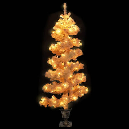Swirl Christmas Tree with Pot and LEDs White 120 cm PVC