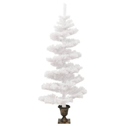 Swirl Christmas Tree with Pot and LEDs White 120 cm PVC