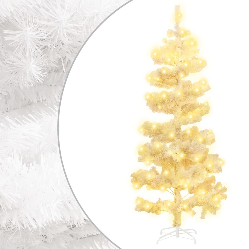 Swirl Christmas Tree with Stand and LEDs White 180 cm PVC
