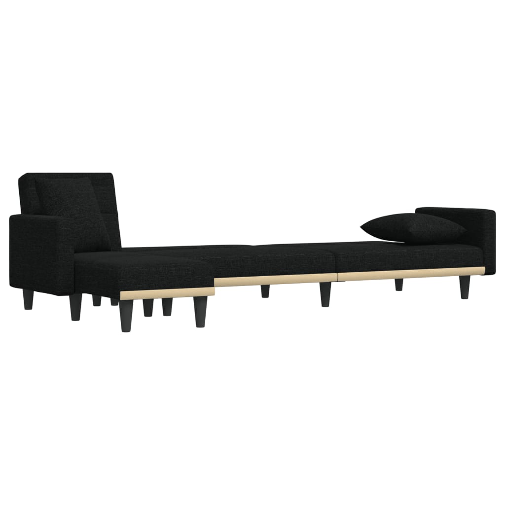 L-shaped Sofa Bed Black 275x140x70 cm Fabric