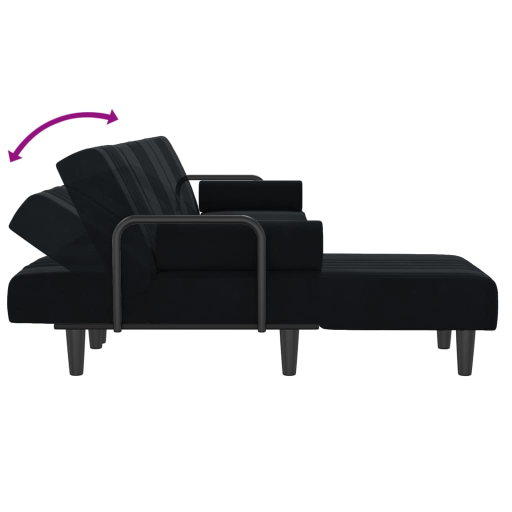 L-shaped Sofa Bed Black 260x140x70 cm Velvet