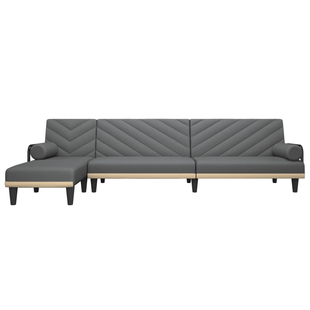 L-shaped Sofa Bed Dark Grey 260x140x70 cm Fabric