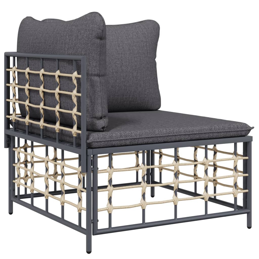 3 Piece Garden Lounge Set with Cushions Anthracite Poly Rattan