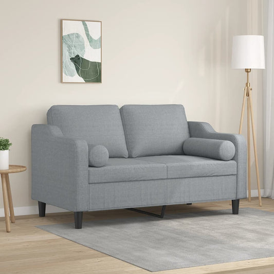 2-Seater Sofa with Throw Pillows Light Grey 120 cm Fabric