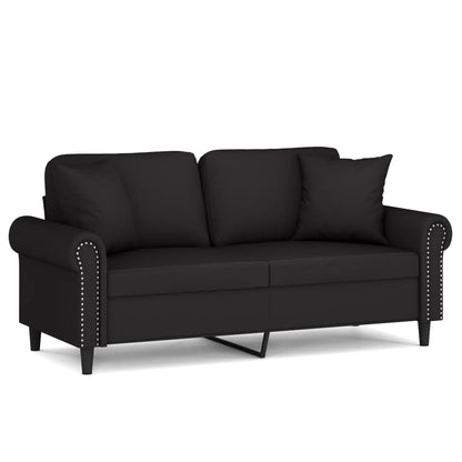 2-Seater Sofa with Throw Pillows Black 140 cm Velvet