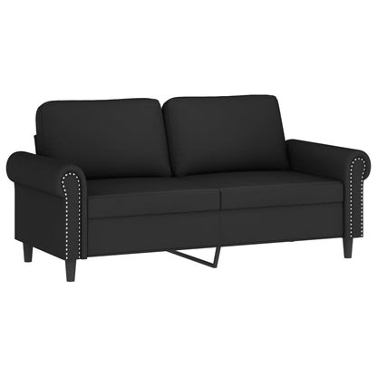 2-Seater Sofa with Throw Pillows Black 140 cm Velvet