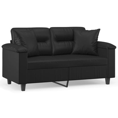 2-Seater Sofa with Throw Pillows Black 120 cm Faux Leather