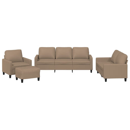 4 Piece Sofa Set with Cushions Cappuccino Faux Leather
