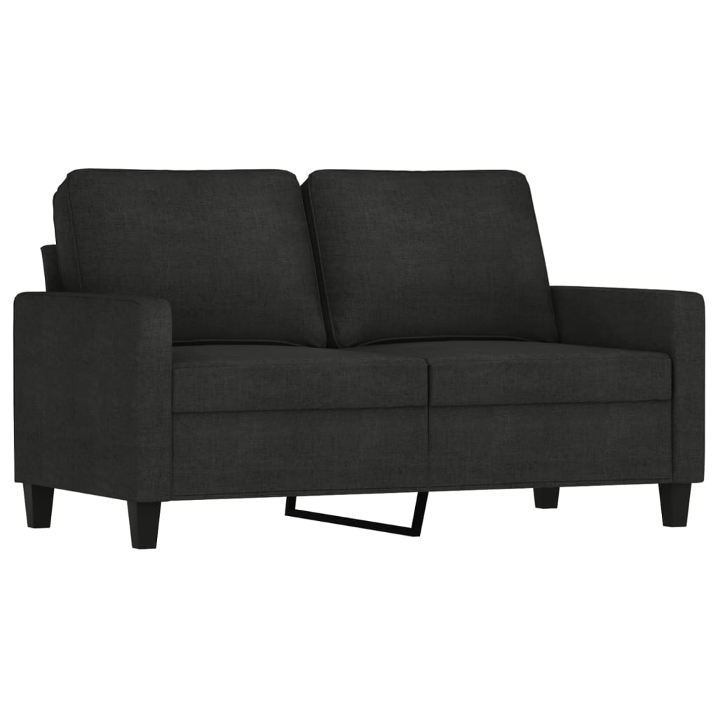 4 Piece Sofa Set with Cushions Black Fabric