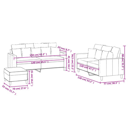 3 Piece Sofa Set with Cushions Dark Grey Velvet