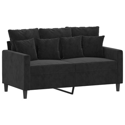 2 Piece Sofa Set with Cushions Black Velvet