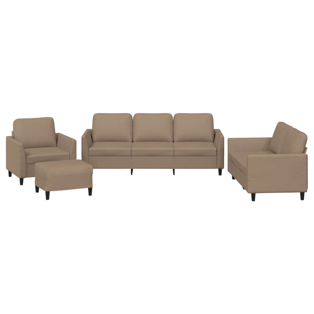 4 Piece Sofa Set with Cushions Cappuccino Faux Leather