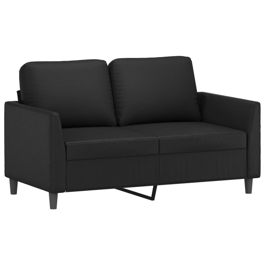 2 Piece Sofa Set with Cushions Black Faux Leather