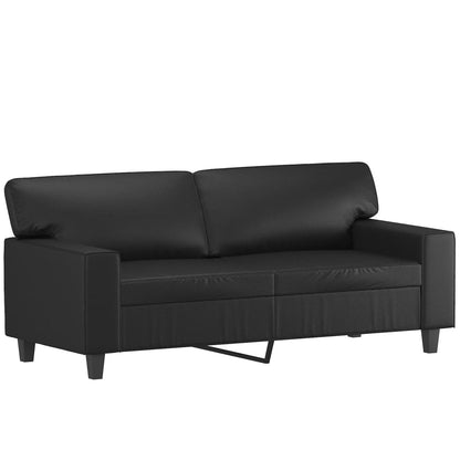 3 Piece Sofa Set Black Faux Leather