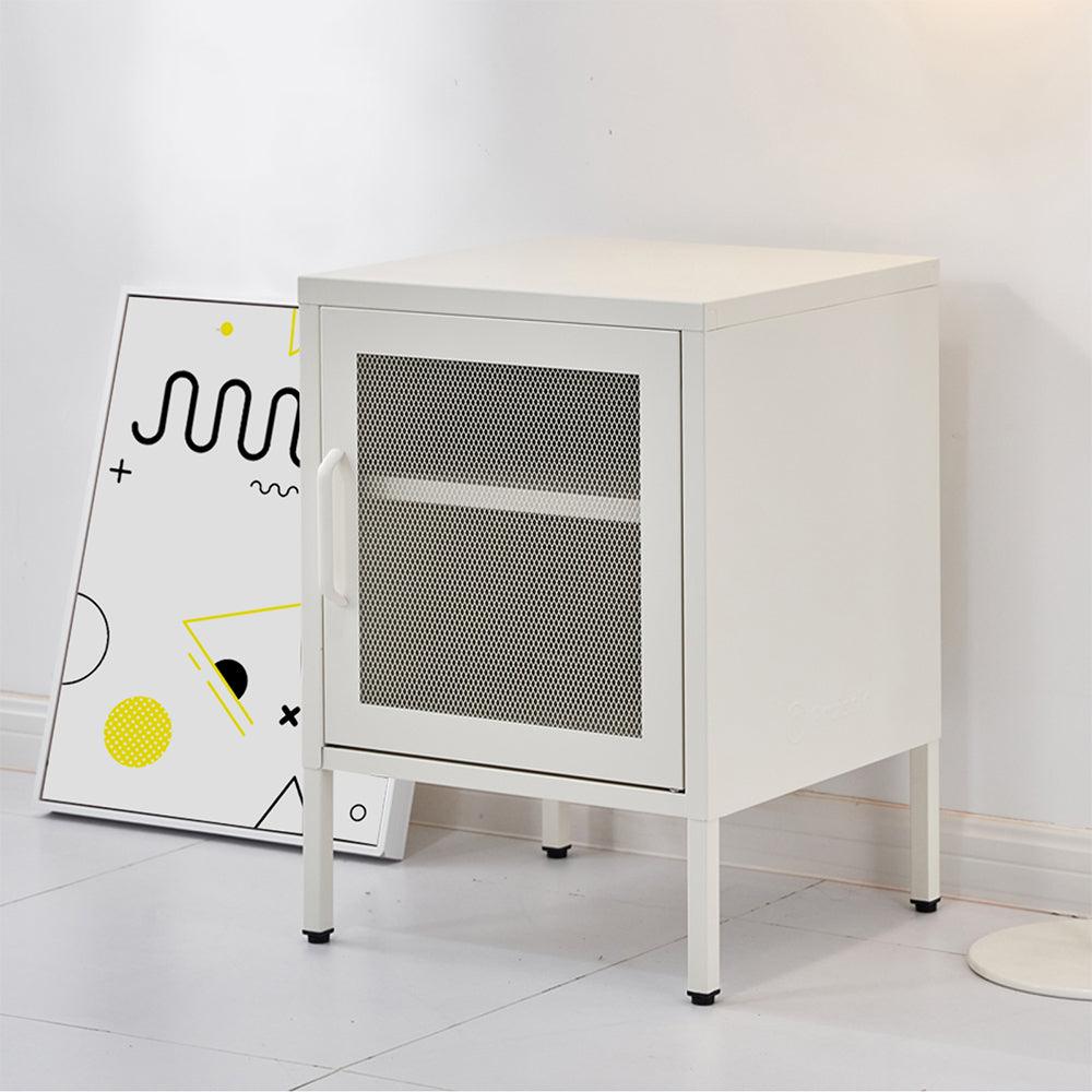 ArtissIn Mini Mesh Door Storage Cabinet Organizer Bedside Table White
