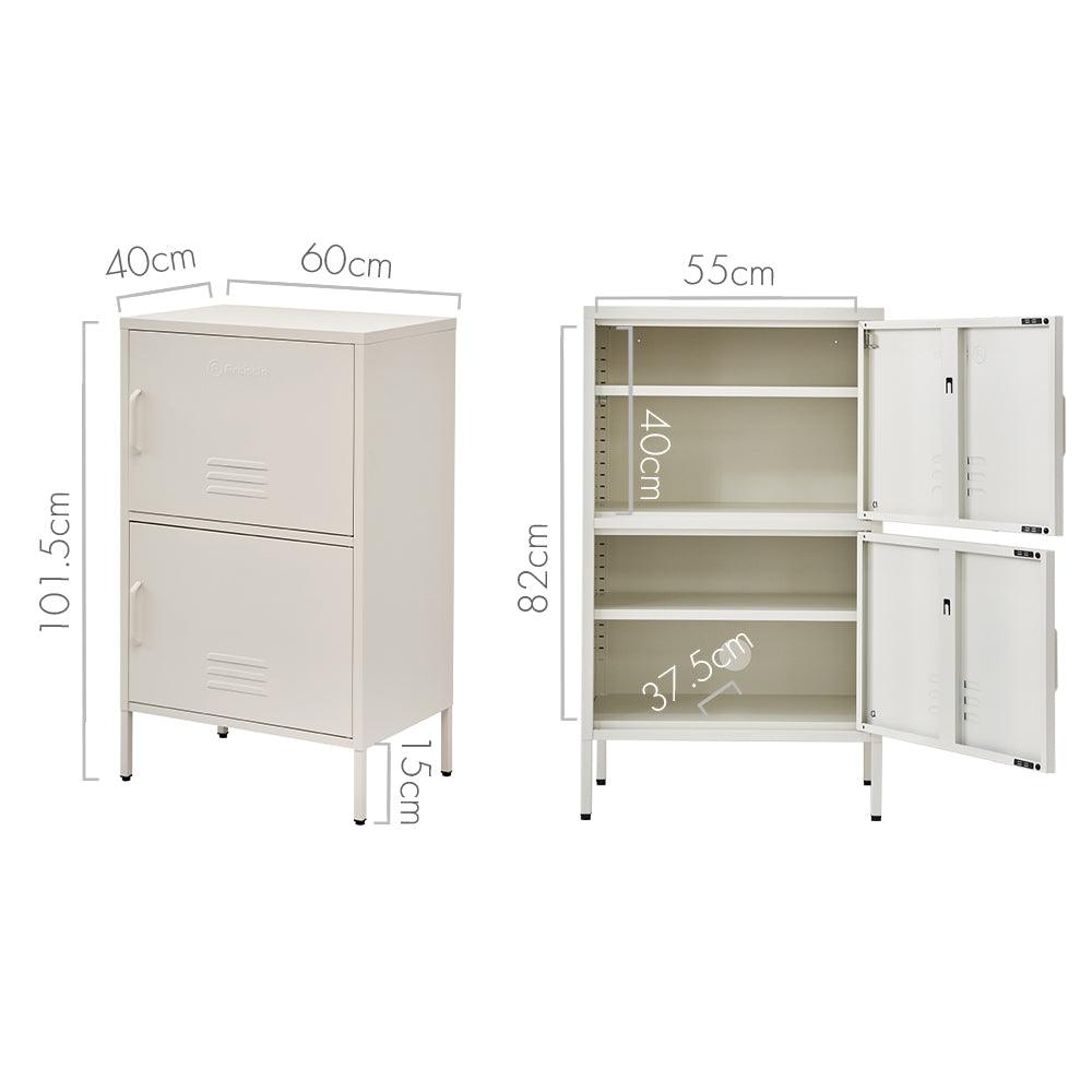 ArtissIn Double Storage Cabinet Shelf Organizer Bedroom White