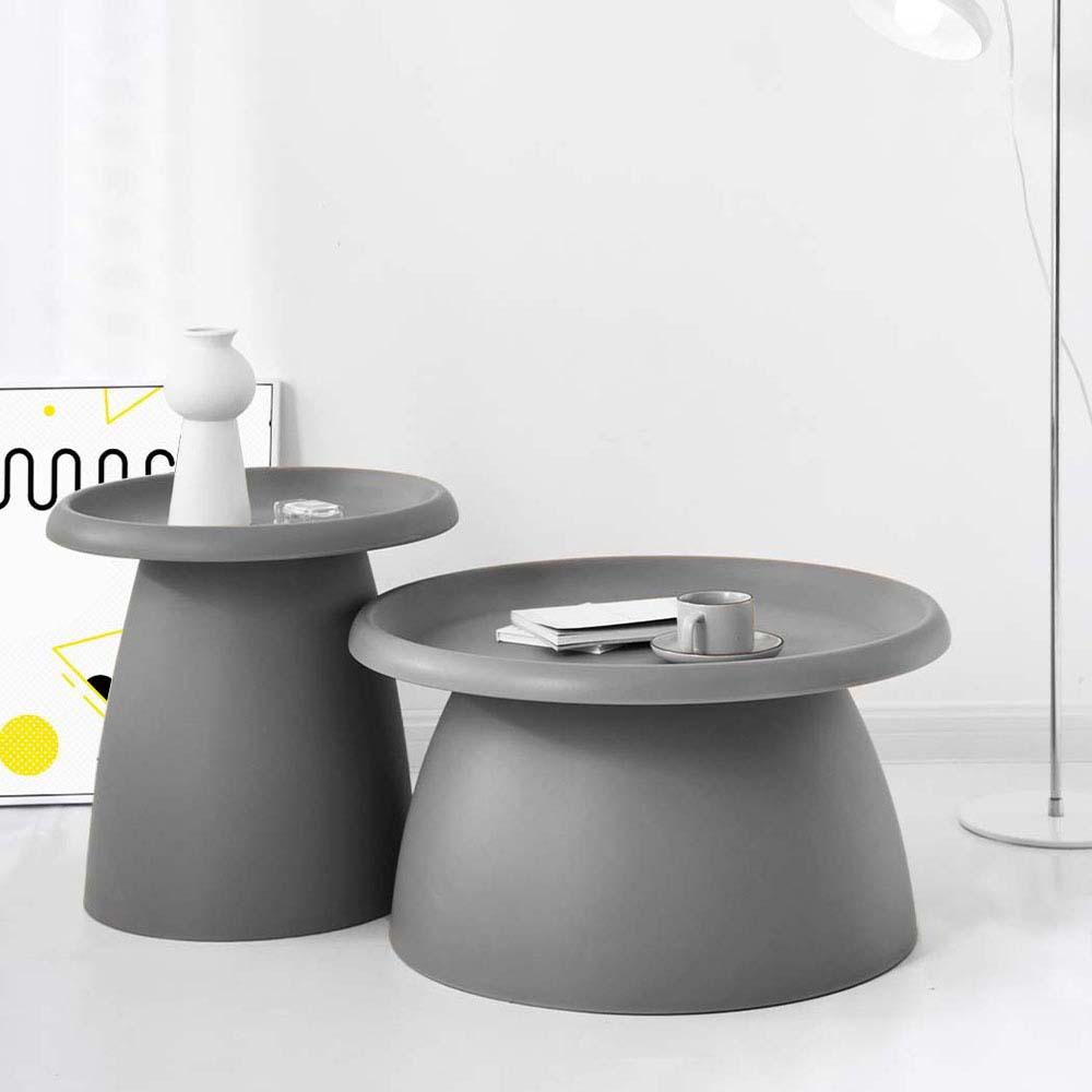 ArtissIn Coffee Table Mushroom Nordic Round Small Side Table 50CM Grey
