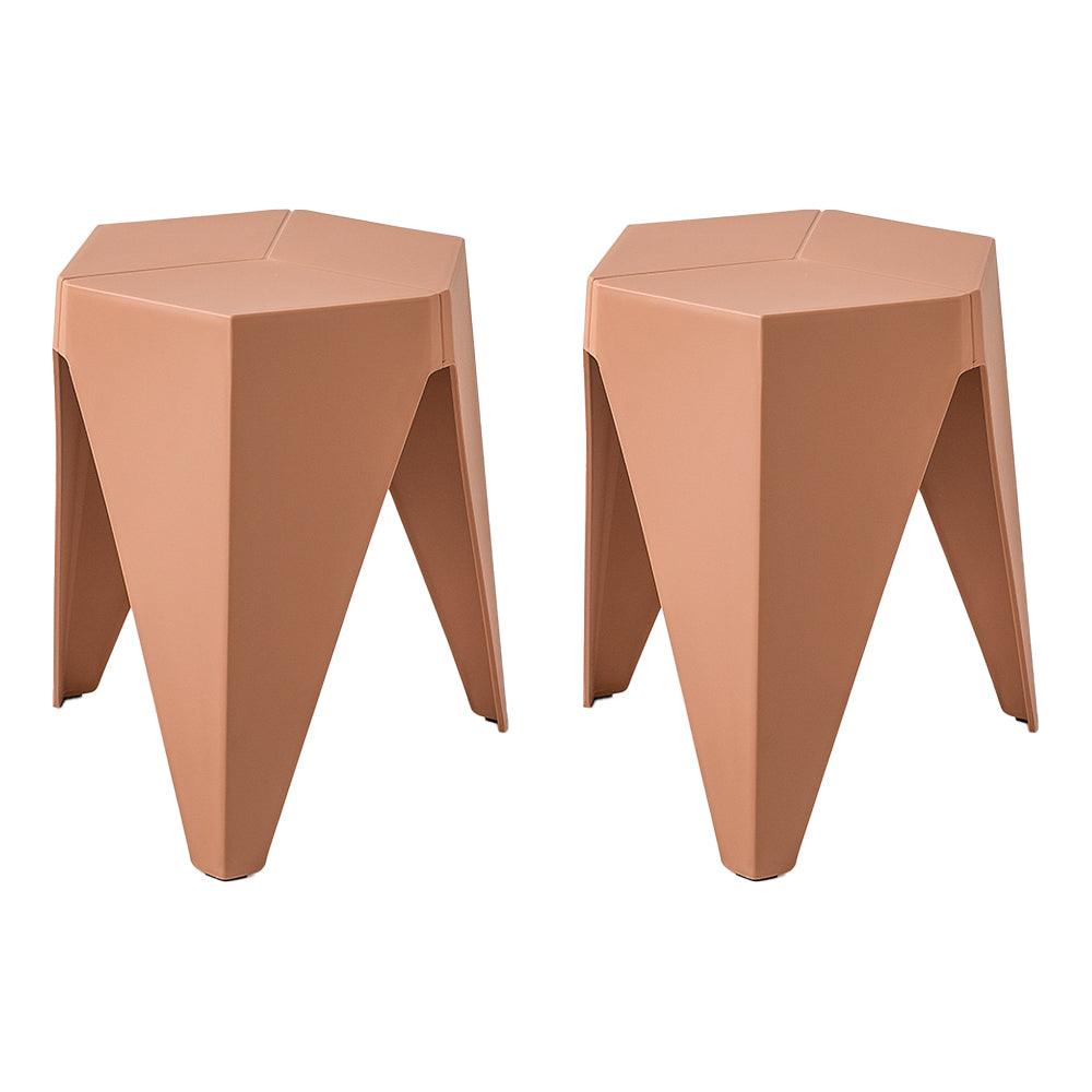 ArtissIn Set of 2 Puzzle Stool Plastic Stacking Stools Chair Outdoor Indoor Pink