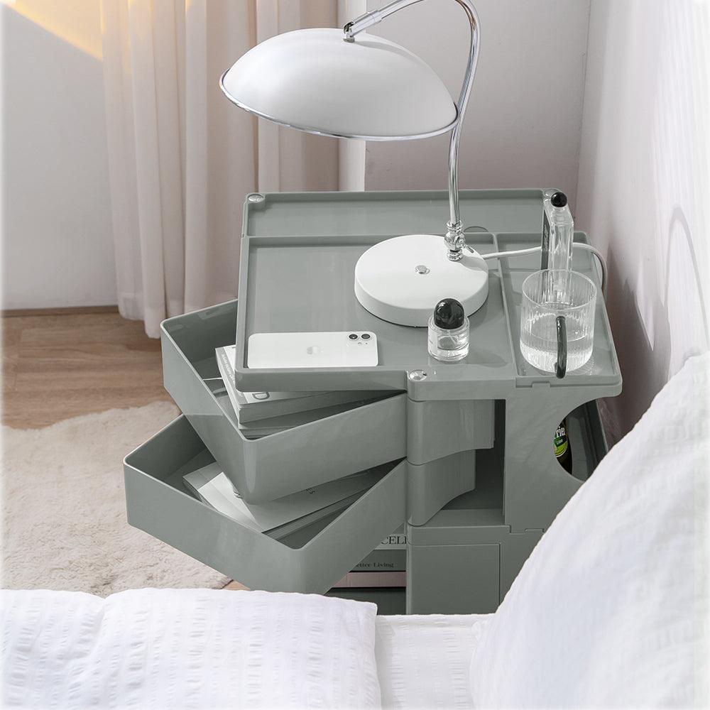 ArtissIn Bedside Table Side Tables Nightstand Organizer Replica Boby Trolley 3Tier Grey