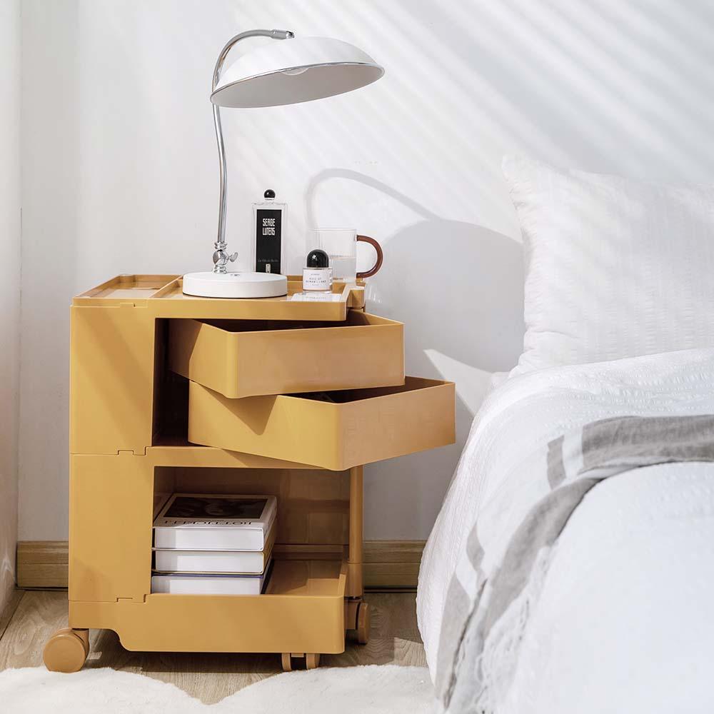 ArtissIn Bedside Table Side Tables Nightstand Organizer Replica Boby Trolley 3Tier Yellow
