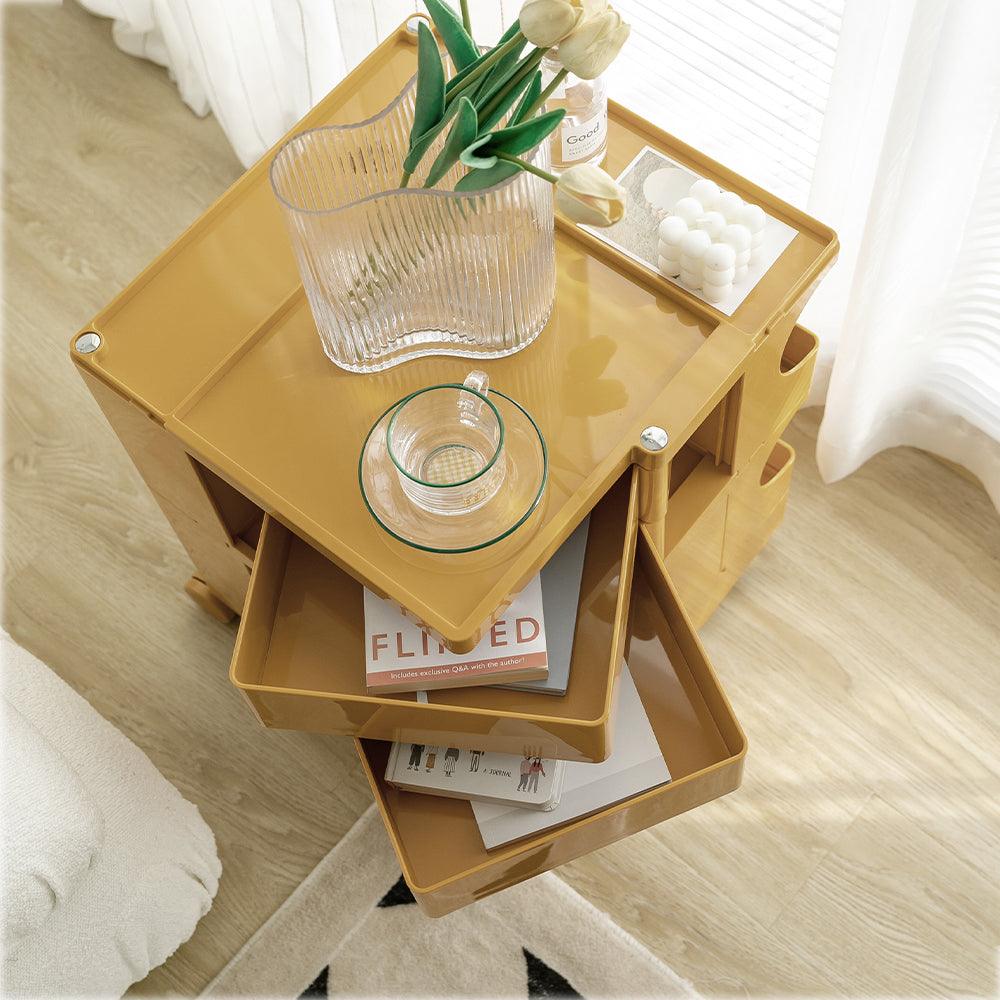 ArtissIn Bedside Table Side Tables Nightstand Organizer Replica Boby Trolley 3Tier Yellow