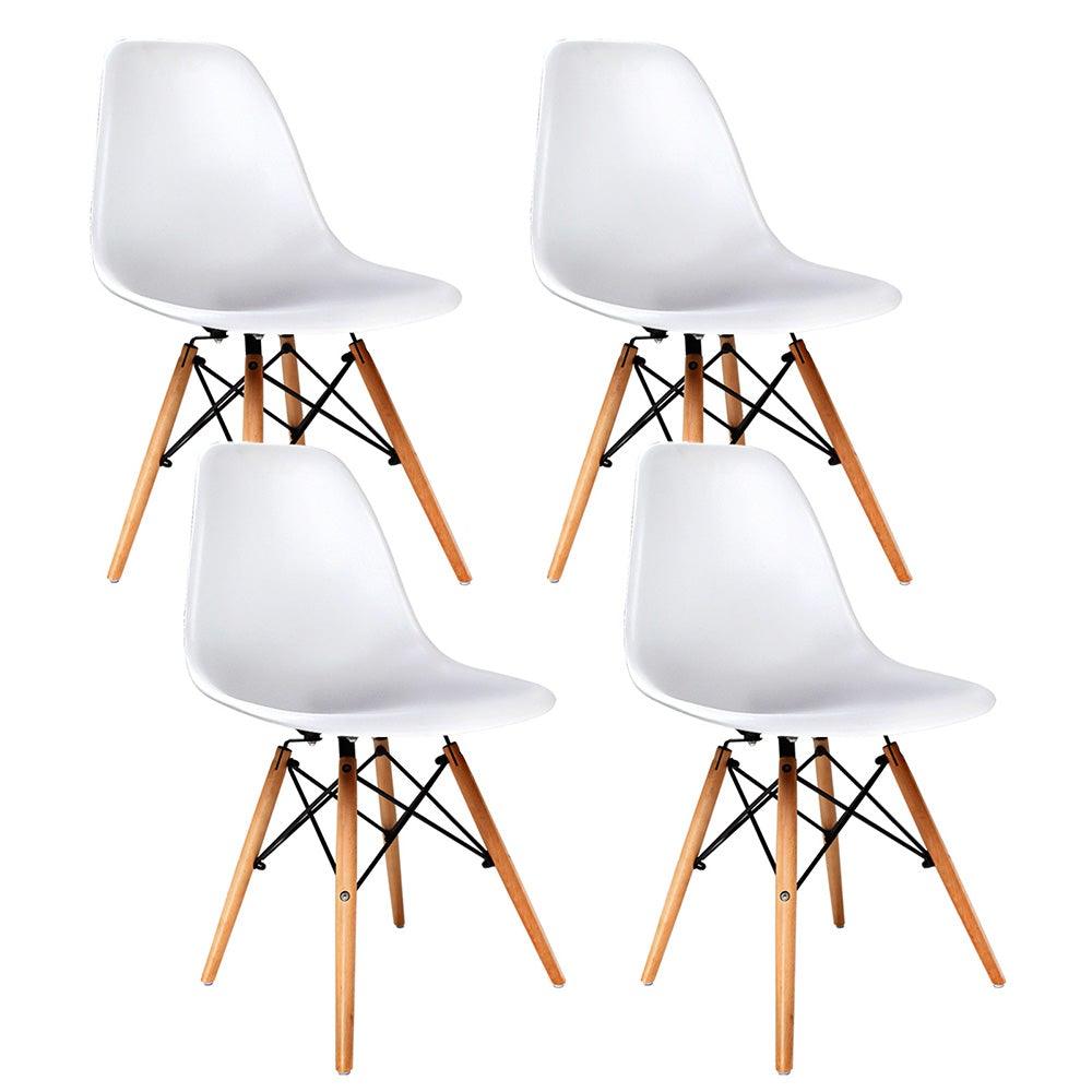 Artiss Set of 4 Retro Beech Wood Dining Chair - White