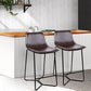 Artiss Set of 2 PU Leather Metal Bar Stools - Brown and Black