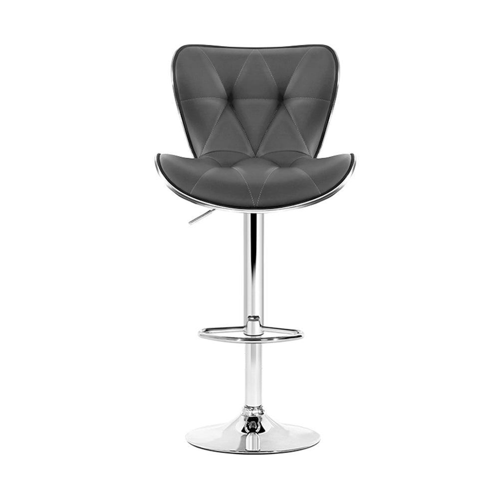 Artiss Set of 2 PU Leather Patterned Bar Stools - Grey and Chrome