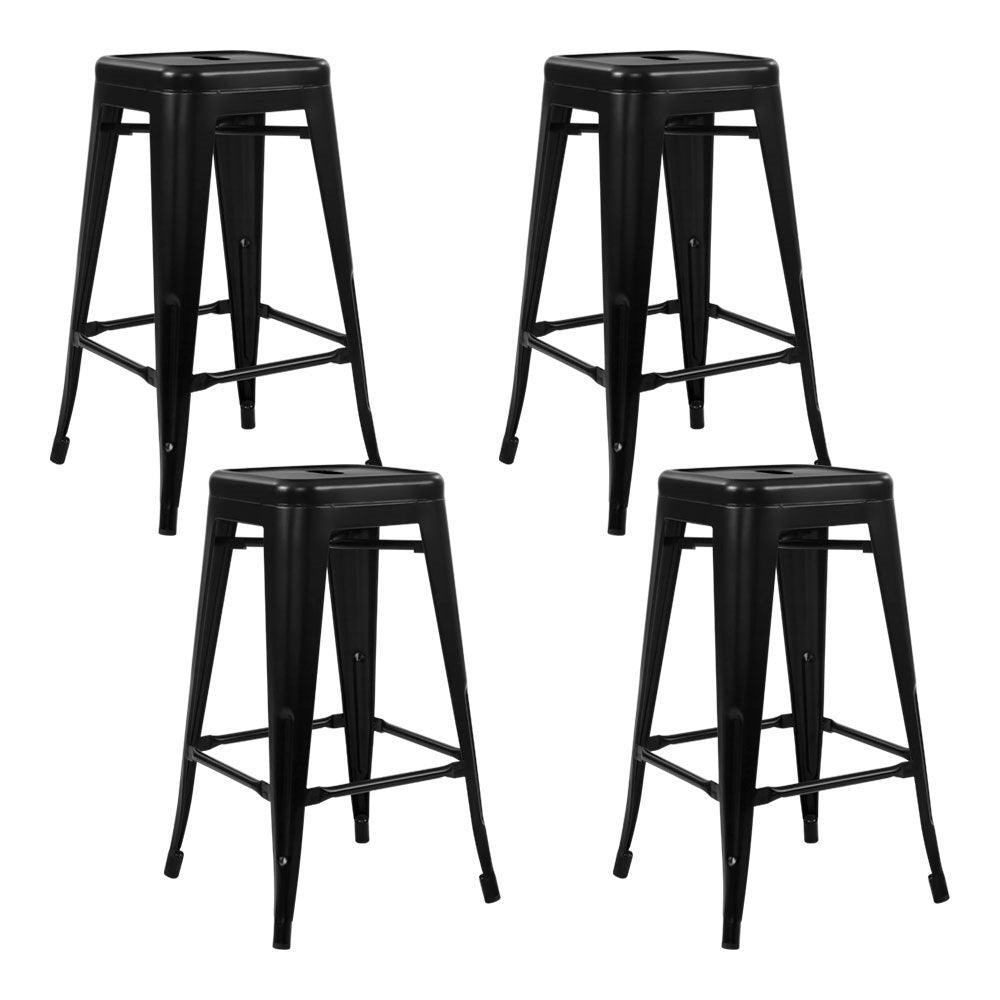 Artiss Set of 4 Replica Tolix Bar Stools Metal Bar Stool Kitchen Chairs 76cm Black