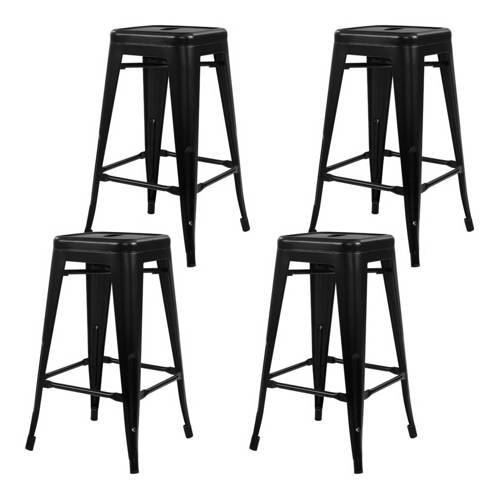 Artiss Set of 4 Replica Tolix Bar Stools Metal Bar Stool Kitchen Chairs 76cm Black