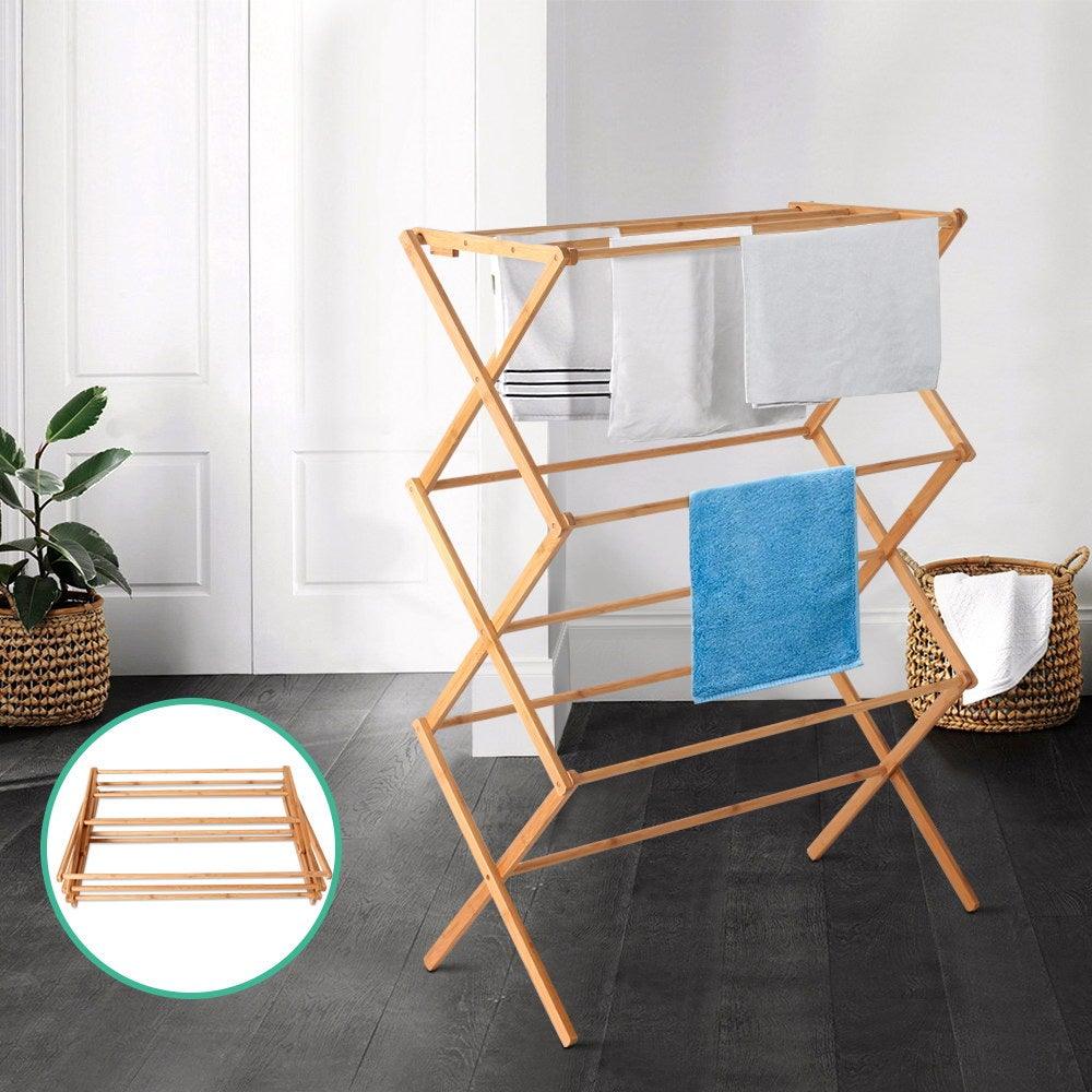 Artiss Bamboo Clothes Dry Rack Folable Towel Hanger Laundry Drying