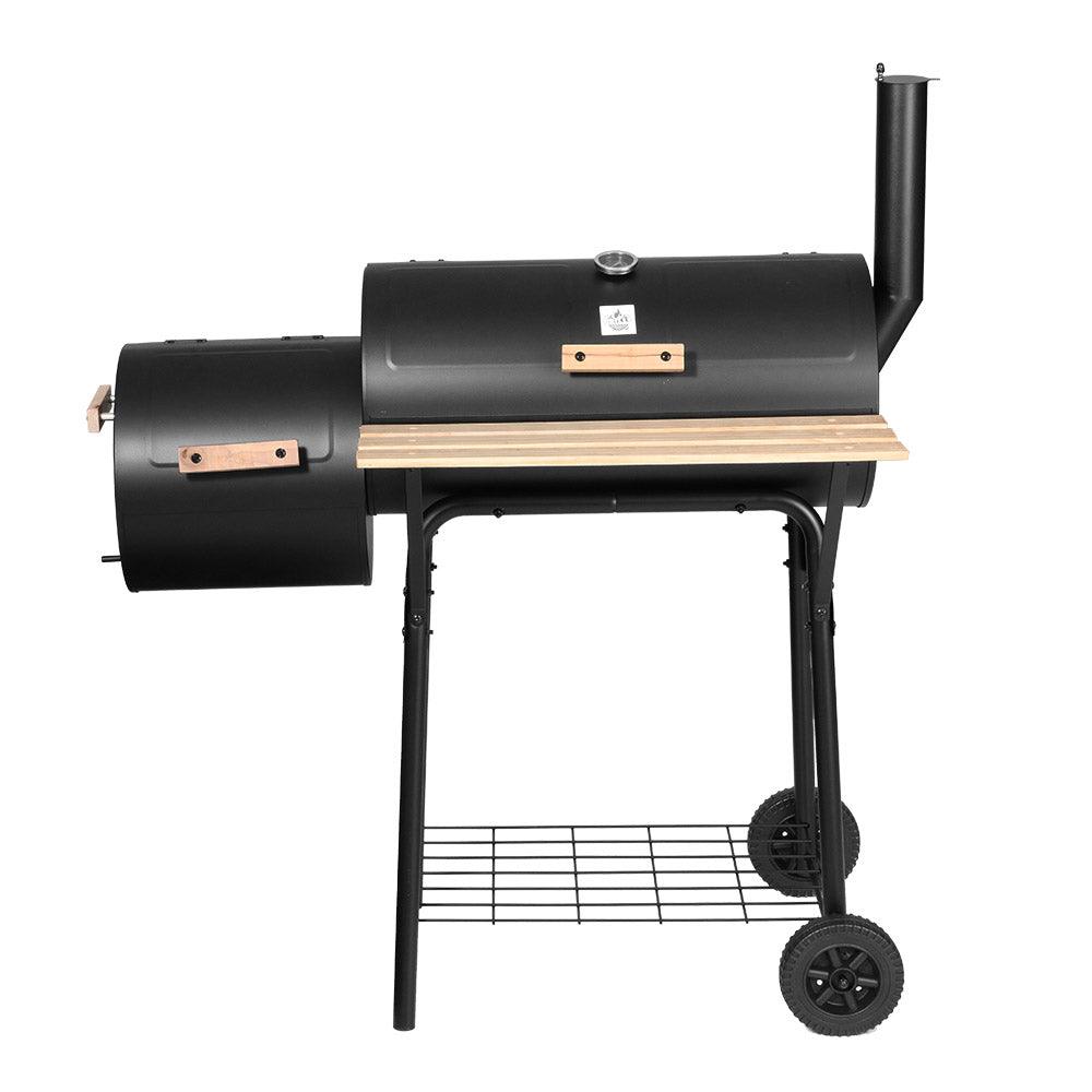 Grillz 2-in-1 Offset BBQ Smoker - Black