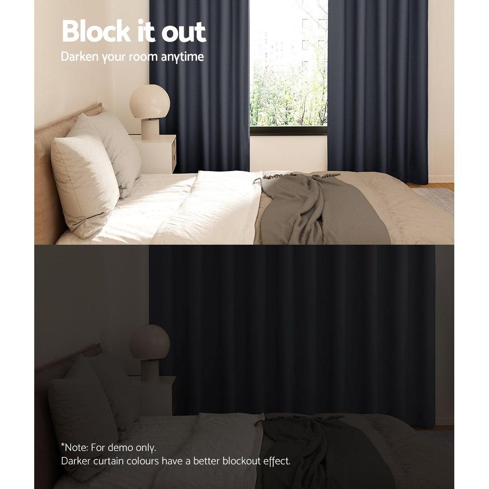 Artiss 2X Blockout Curtains Blackout Window Curtain Eyelet 300x230cm Charcoal