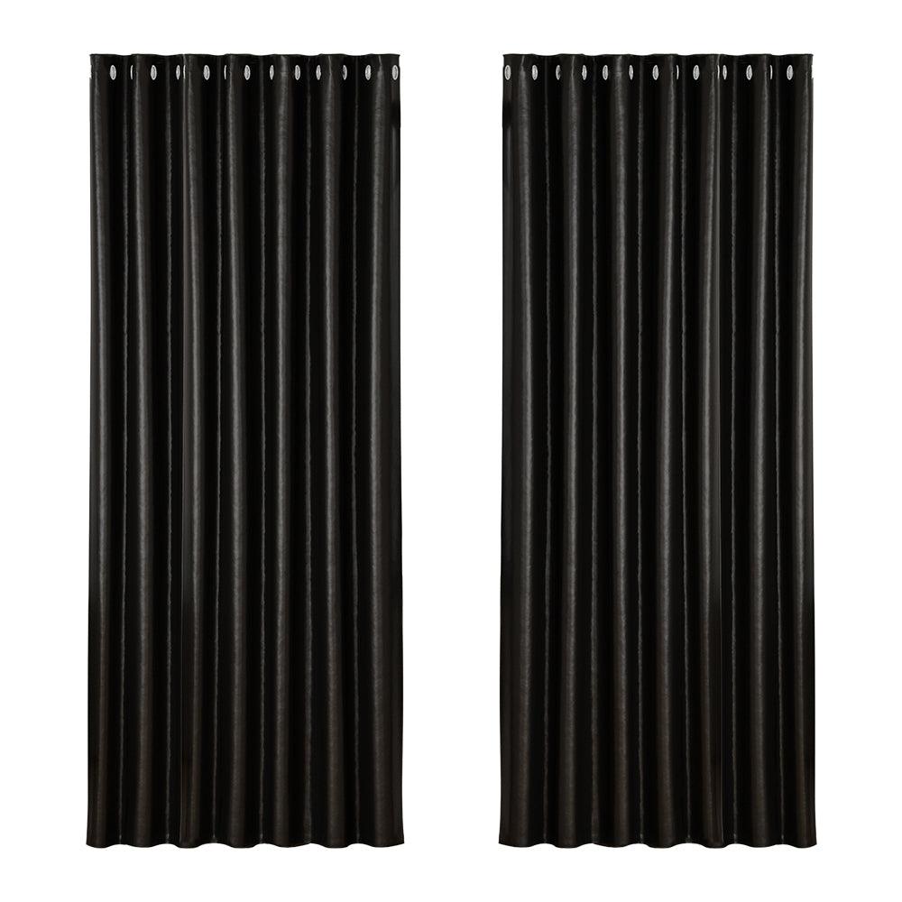 Artiss 2X Blockout Curtains Blackout Window Curtain Eyelet 240x230cm Black
