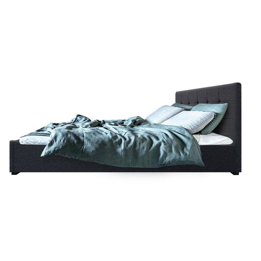 Artiss Bed Frame Queen Size Gas Lift Base With Storage Mattress Fabric Lisa