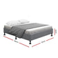 Bed Frame Base Double Size Mattress Platform Foundation Wooden Fabric Grey TOMI
